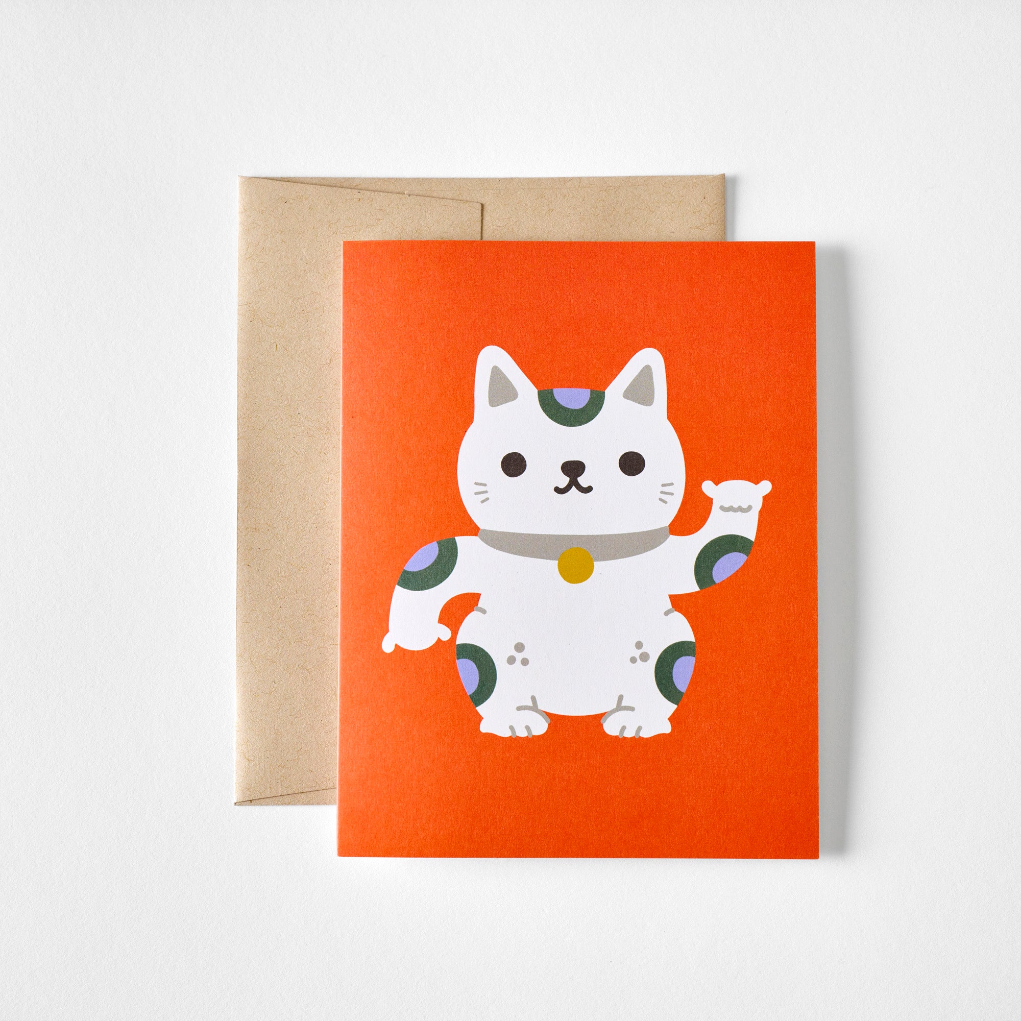 Good Egg ORANGE Shaka Cat Greeting Card - always a.line